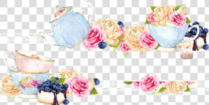 Clipart Cup Tea Party   Tea Cup With Flowers Invitation  HD Png Download