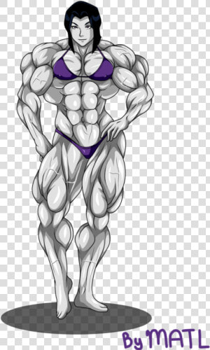 Drawing Abs Muscular Person   Teen Titans Raven Muscle  HD Png Download