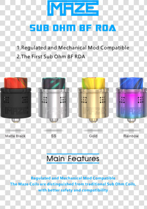 Maze Bf Rda   Vandy Vape Maze Sub Ohm Rda  HD Png Download