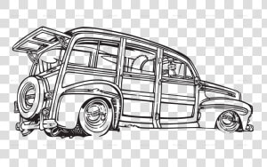 Vintage Vector Car Silhouette   Png Download   Drawing Of Woody Car  Transparent Png