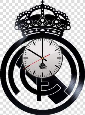 Real Madrid Handmade Vinyl Record Wall Clock Fan Gift   Black Real Madrid Logo  HD Png Download