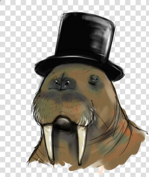 Transparent Walrus Png   Walrus With Top Hat  Png Download