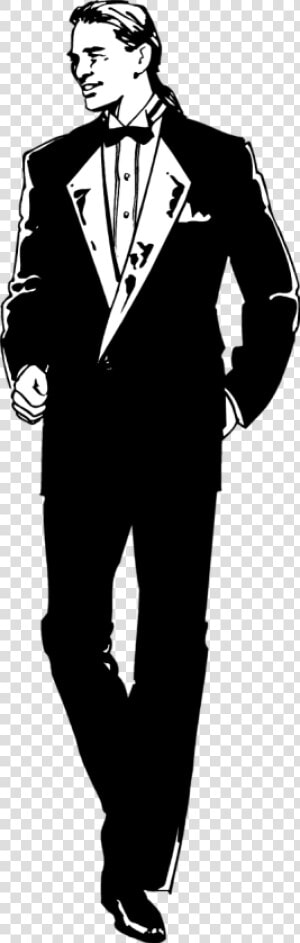 Tuxedo Clipart Black And White   Man In Tuxedo Clipart  HD Png Download