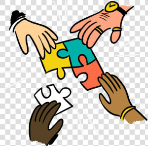 4 Hands Putting Together Puzzle Pieces   Hands Putting Puzzle Pieces Together  HD Png Download