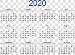 All Months Calendar 2020 Download Free Png   Free Printable 2020 Calendar  Transparent Png