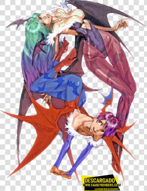 Render Morrigan And Lilith   Darkstalkers Chronicle The Chaos Tower Art  HD Png Download