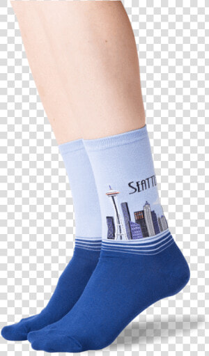 Womens Seattle Crew Socks In Coastal Blue Front Class   Heel  HD Png Download