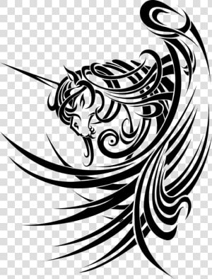 Vectorial Drawing Tribal   Unicorn Tribal Tattoos  HD Png Download