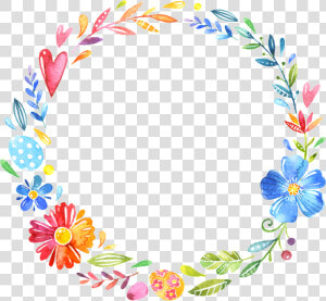 Fresh Blue Flowers Hand Drawn Garland Decorative Elements   Unicorn Border Clipart Free  HD Png Download