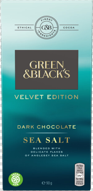 Green  amp  Black S Sea Salt Dark Chocolate 90g Bar   Greens And Black Sea Salt  HD Png Download