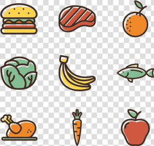 Linear Color Food Set   Healthy Food Icon Vector  HD Png Download