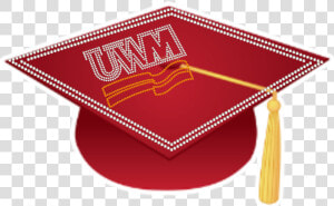 College Logo Rhinestone Graduation Cap Umw   Graduation  HD Png Download