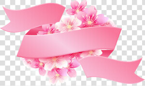 Pink Ribbon With Flowers Png Image   Vector Pink Ribbon Png  Transparent Png