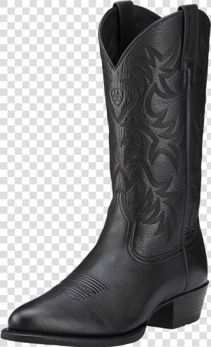 Ariat Men S Western Heritage R Toe cowboy boot   Simple Cowboy Boots Black  HD Png Download