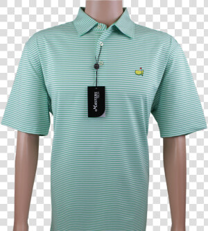 Masters Spring Green  amp  White Striped Performance Tech   Masters Golf Shirt  HD Png Download