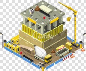 Building Under Construction 3d Building Isometric Vector   Building Under Construction 3d  HD Png Download