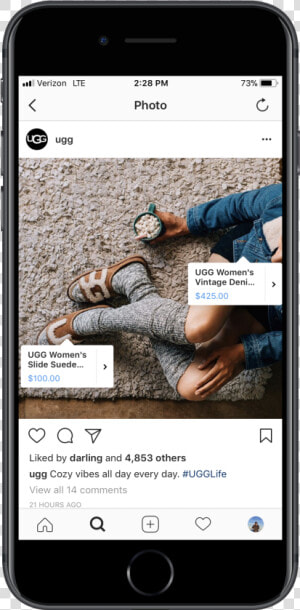 Instagram Shoppable Post   Instagram On The Phone Png  Transparent Png