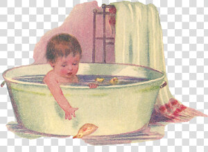 Bathtub Clipart Baby Bath   Vintage Bath Time Clipart  HD Png Download