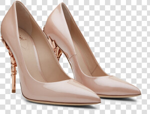 Vintage Pink Patent Leather With Rose Gold Leaves Data   Ralph And Russo Pumps  HD Png Download