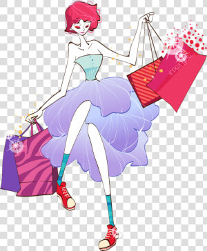 Woman Shopping Cartoon Illustration   Shopping Woman Logo Cartoons  HD Png Download