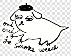 Oui Weed Dog Sticker   Cartoon  HD Png Download