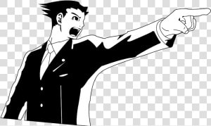 Ace Attorney Black Black And White Man Male Gentleman   Phoenix Wright Black And White  HD Png Download