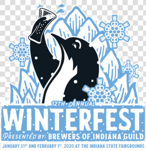 Winterfest Logo Featuring A Penguin Holding A Glass   Poster  HD Png Download