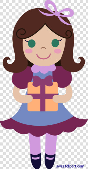 Birthday Girl With Gift   Clipart Cartoon Birthday Girl  HD Png Download