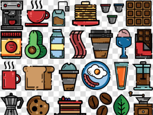 Food Illustrations Icons Breakfast Food Vector Colorful  HD Png Download