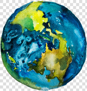 The World Of Bais Chana   Globe Watercolor  HD Png Download