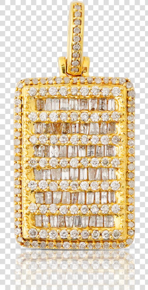 10k Yellow Gold Baguette Diamond Pendant   Pendant  HD Png Download