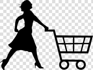 Shopping  Cart  Woman  Running  Run  Buy  Store   Woman Silhouette Shopping Logo  HD Png Download