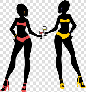 Two Wine Ladies   Lady Drinking Wine Cartoon Transparent  HD Png Download