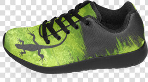 Green Lizard Shape Painting Black Women’s Running Shoes   Running Shoe  HD Png Download