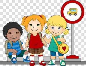 Kids Back To School Clipart   School Bus Stop Clipart  HD Png Download