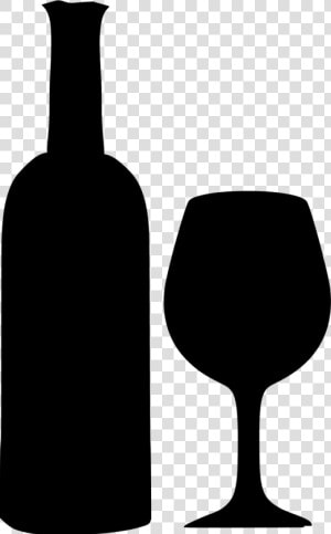 Transparent Bottle Silhouette Png   Wine Bottle And Wine Glass Svg  Png Download