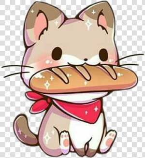 Freetoedit Cute Kawaii Cat French Bread Hat Baguette   Cute Kawaii Cat  HD Png Download