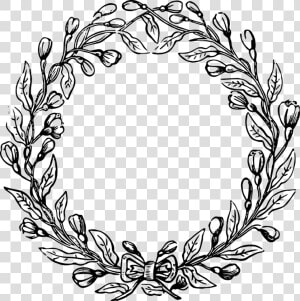 Clip Art Flower Wreath Drawing   Black And White Flower Wreath Png  Transparent Png