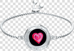 Big Heart Coin Silver Bracelet   Swarovski Bracelet Black  HD Png Download