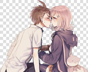  love  anime  kawaii  couple  girl  boy  cute  kiss   Chiaki Nanami X Hajime Hinata  HD Png Download