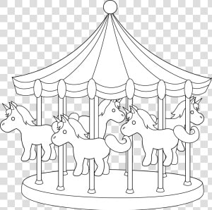 Carnival Carousel Line Art   Carousel Cartoon Black And White  HD Png Download