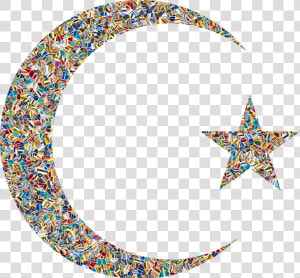 Psychedelic Tiled Crescent Moon And Star Icons Png   Crescent Moon And Star Png  Transparent Png