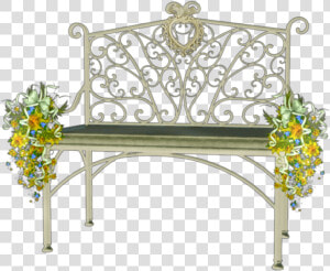 Ftestickers Garden Park Bench Flowers   Outdoor Bench  HD Png Download