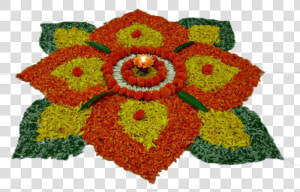 Rangoli With Marigold Flowers   Png Download   Flower Rangoli Designs For Competition  Transparent Png