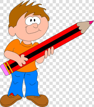 Pencil Clipart Child   Boy Holding Pencil Clipart  HD Png Download