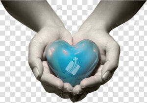 Hands Holding Out A Blue Cyan Turquoise Heart With   Dil Image In Hand  HD Png Download