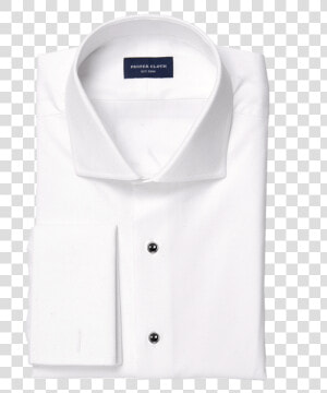 White Stretch Broadcloth With Tuxedo Pique Bib Collar   Folded Formal Shirt White  HD Png Download