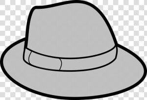 Hat Grey Gray Trilby Headwear Crooner Gangster   Hat Black And White Clip Art  HD Png Download