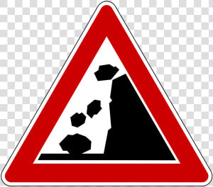 Falling Rocks Warning Road Sign   Haben Sie Bei Dieser Verkehrszeichenkombination Zu  HD Png Download