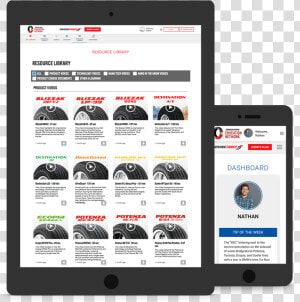 A Tablet And Phone Displaying The Bridgestone Learning   Online Advertising  HD Png Download